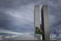 Tempo com chuva e nuvens escuras no Congresso Nacional em brasília DF