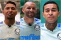 Imagem colorida - jogadores do Palmeiras em montagem com três fotos - Metrópoles